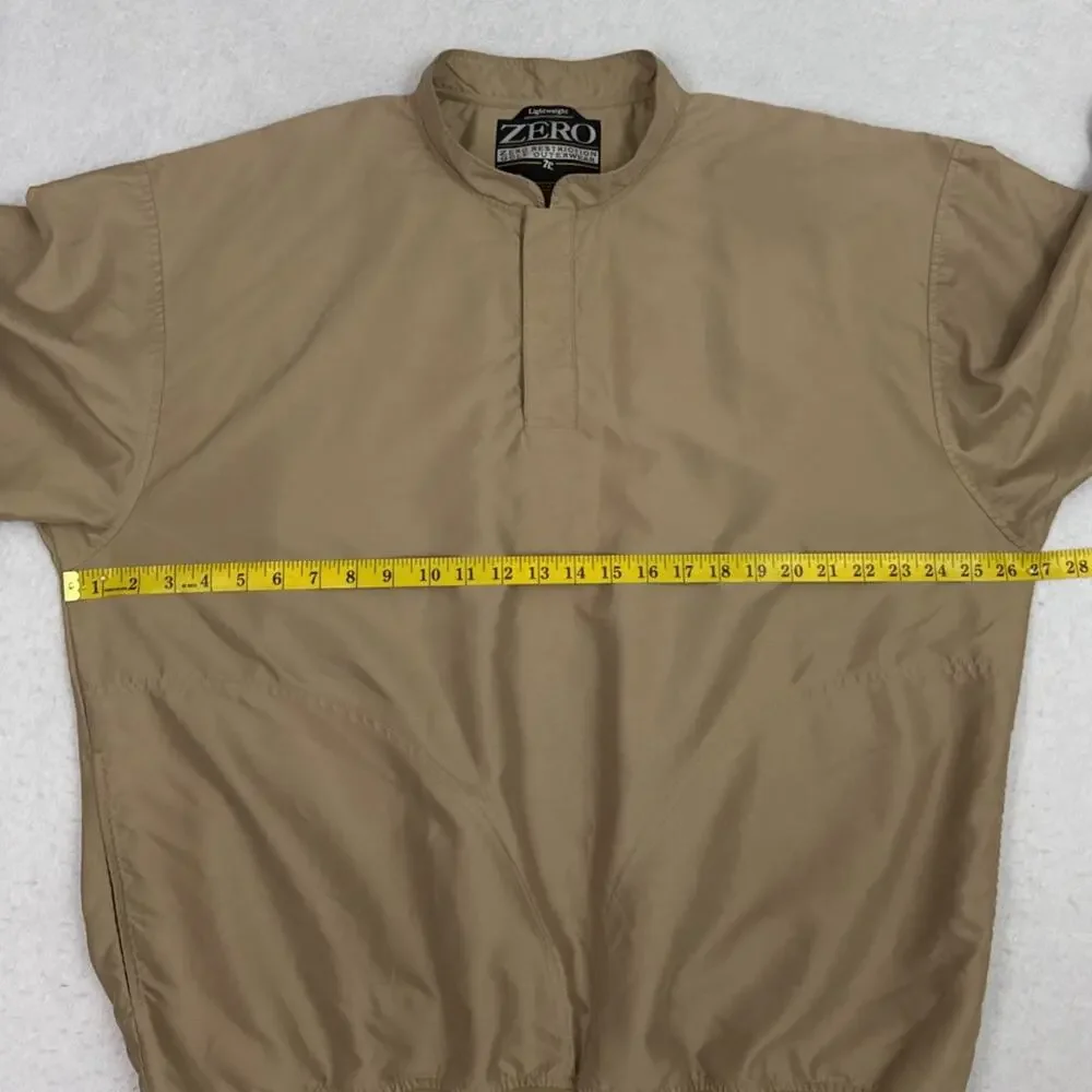 Zero Restriction Mens XL Golf Windshirt Beige Short Sleeve Pullover Anorak